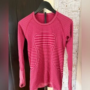 lululemon athletica Pink Striped Long Sleeve Top